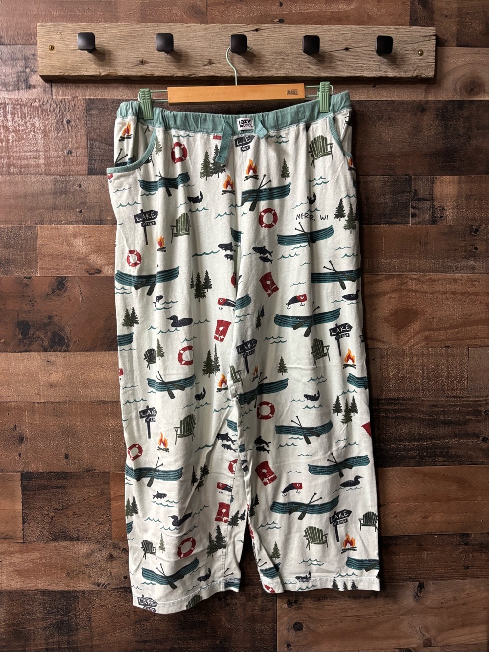 Lazy One Green Camper Lake Print Pajama Pants